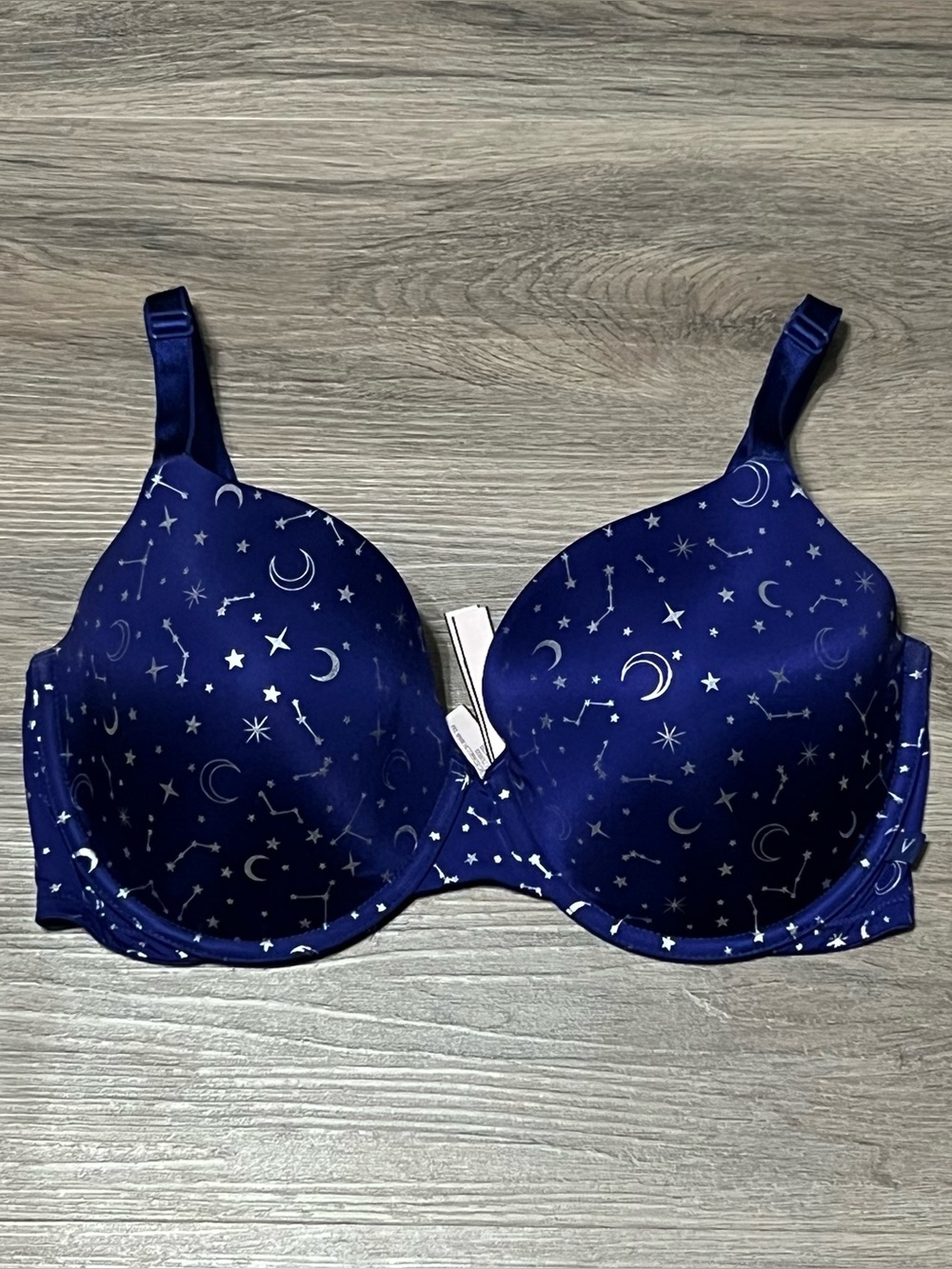 Victoria's Secret 36DD Lined Demi Bra Blue Silver Star Moon Constellation Print